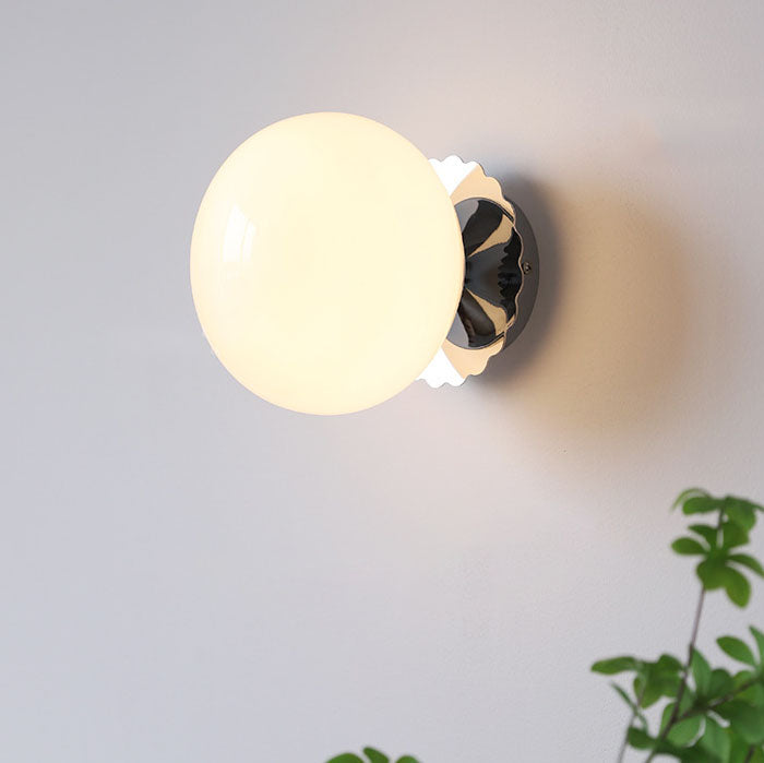 Modern Vintage Iron Glass Round Wall Sconce Lamp - 1-Light Minimalist Design