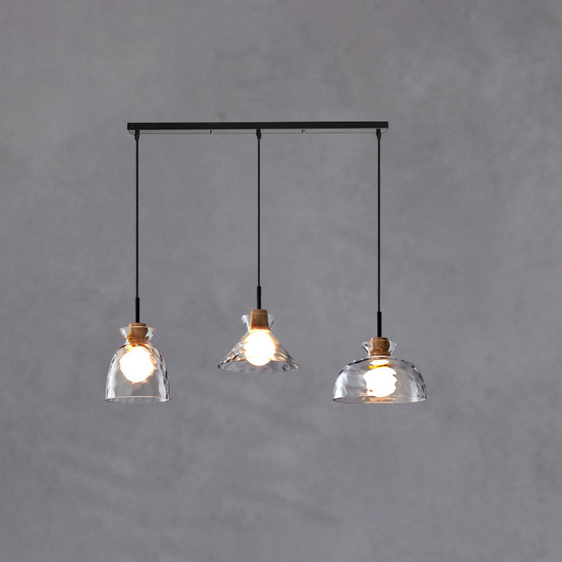 Nordic Clear Rippled Glass Pendant Light - 1-Light Shade, Modern Minimalist Design, Scandinavian Lighting, Home Decor, Kitchen Light Fixture