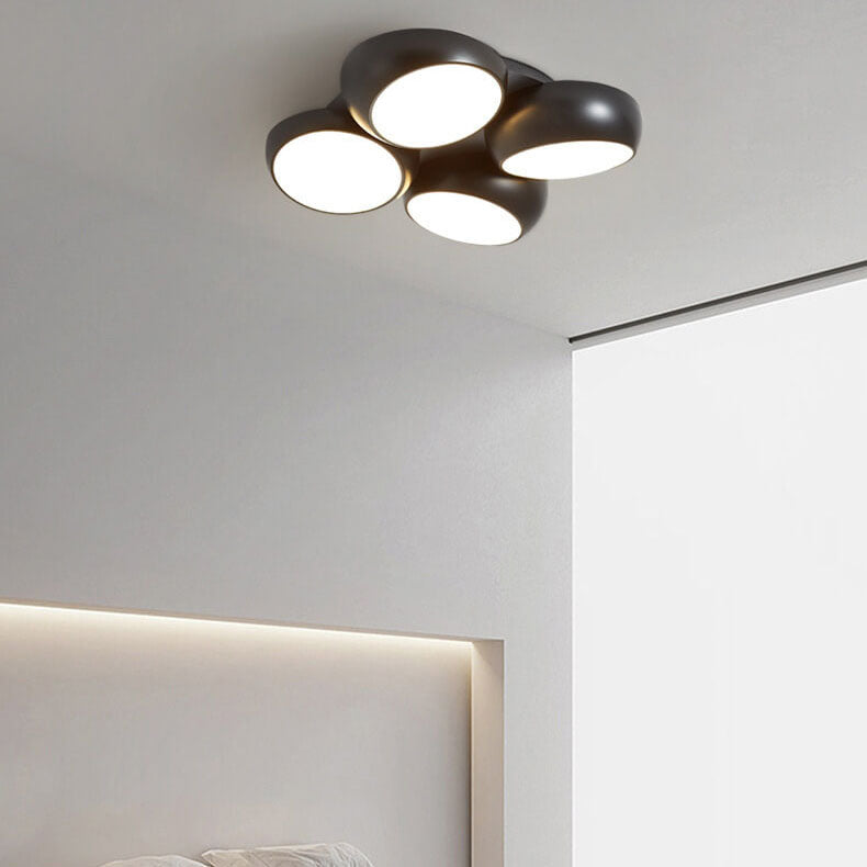 Scandinavian Modern Round LED Semi-Flush Mount Ceiling Light – Iron & Plastic Design