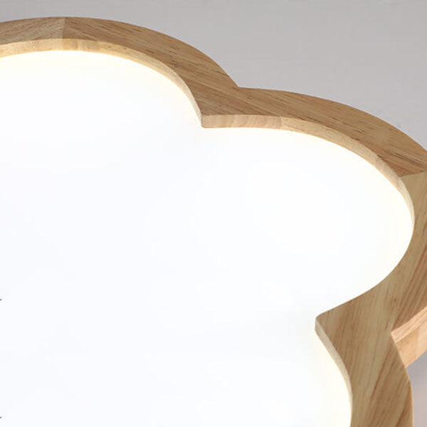 Nordic Simple Solid Wood Flower LED Slim Kids Flush Mount Ceiling Light Fixture, Cute Kids Room Lighting, Sky Blue and White Nursery Light, Modern Children's Ceiling Lamp, Energy Efficient LED Kids Decor Lighting