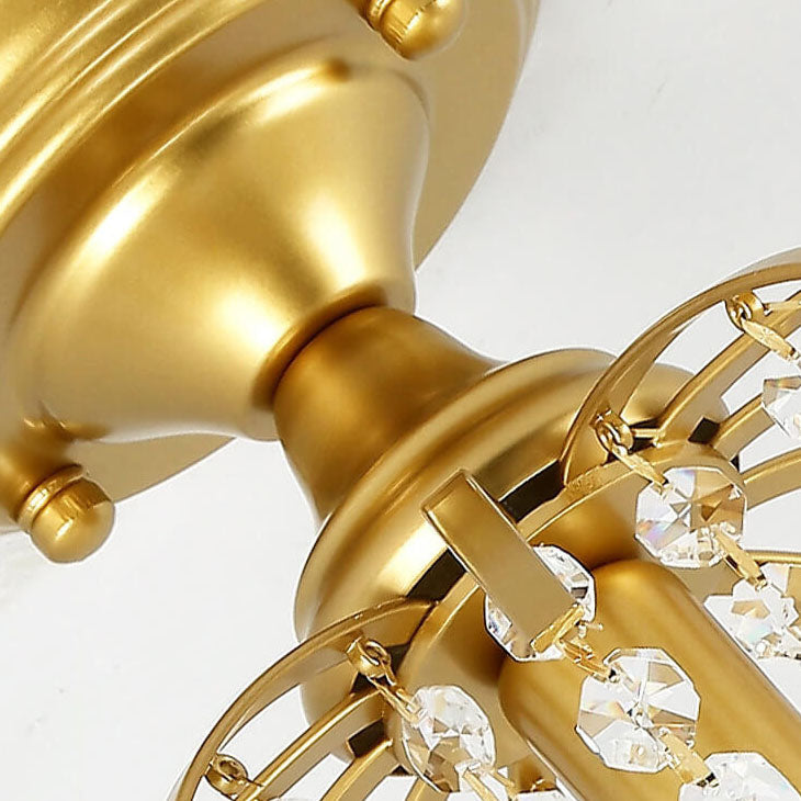 Modern Luxury Crystal Iron Semi-Flush Mount Ceiling Light for Living Room