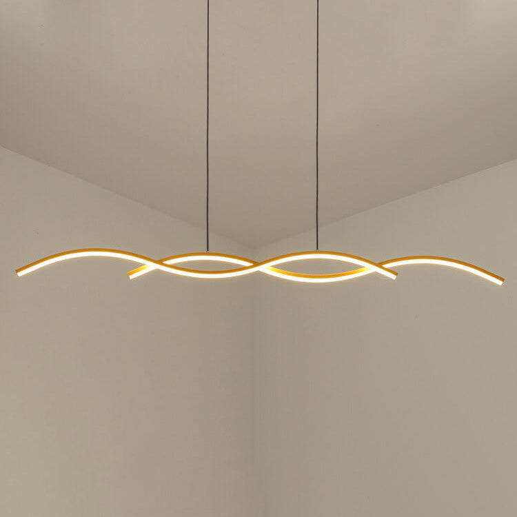 Nordic Minimalist LED Wave Design Island Chandelier - Modern Strip Light
