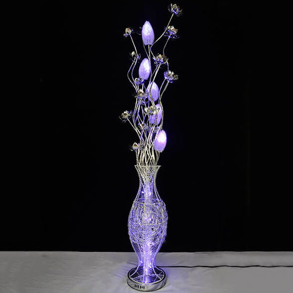 Contemporary Aluminum LED Floor Lamp with Vase Design for Living Room