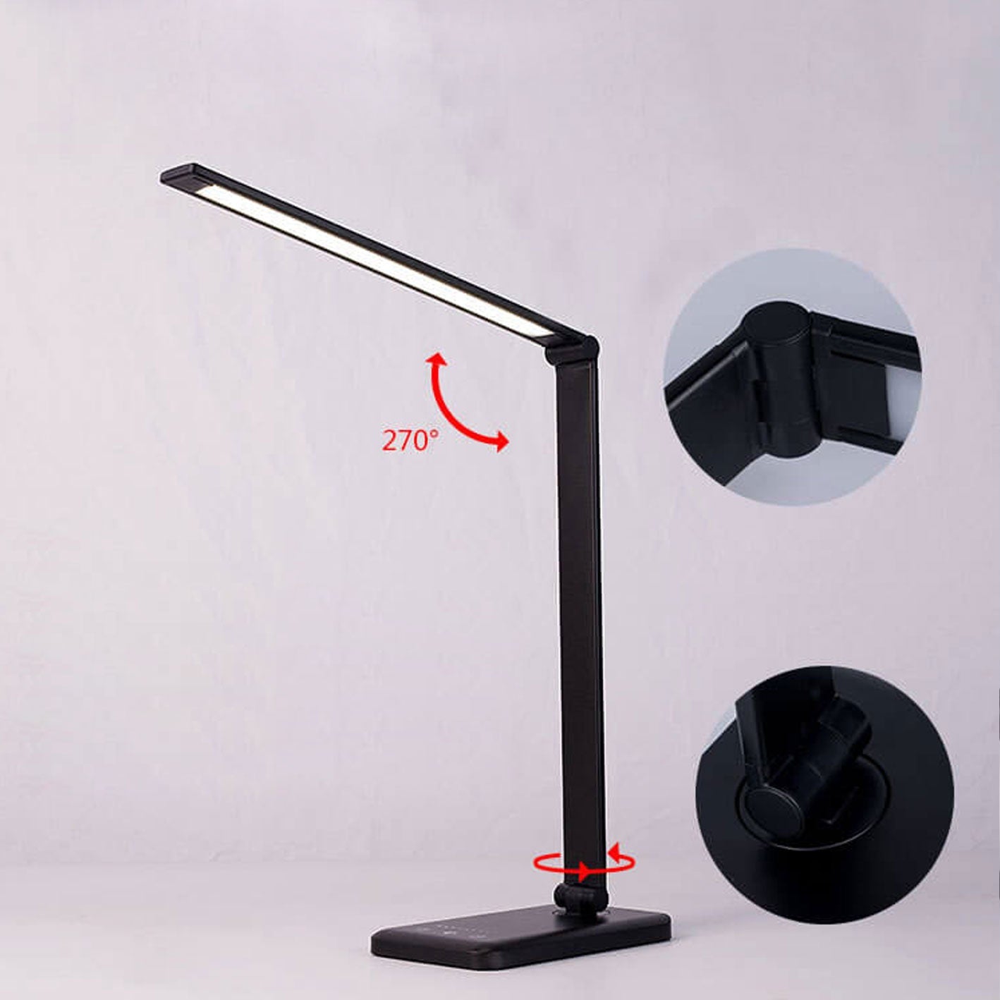 Folding Wireless Rechargeable LED Eye Protection Reading Desk Lamp with Adjustable Brightness, Touch Control, USB Charging, Modern Design for Home and Office, Portable Study Table Light