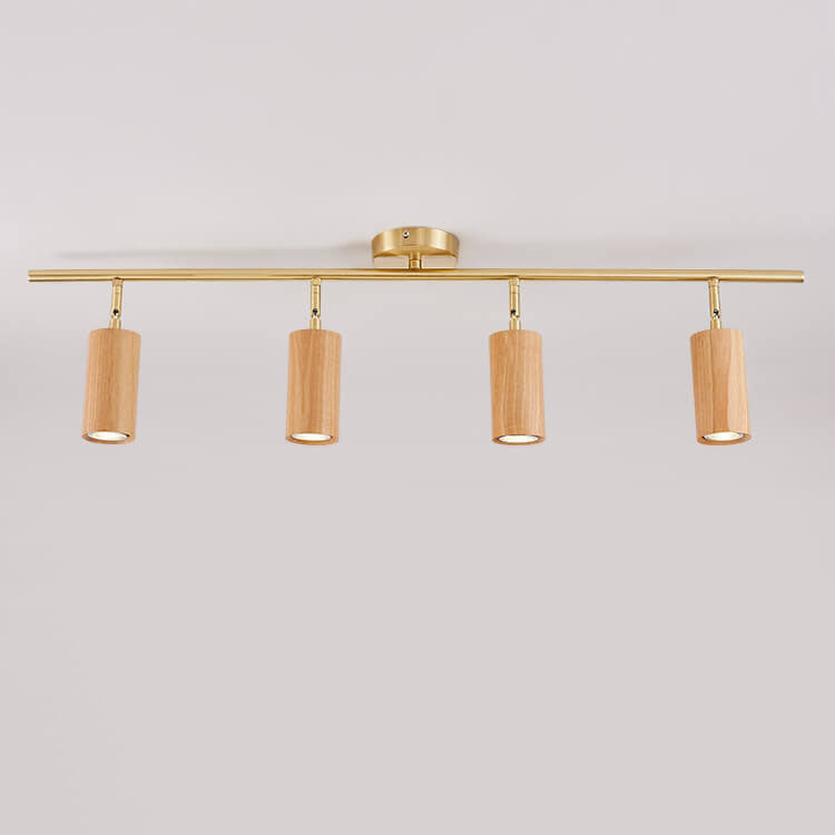 Modern Minimalist Walnut Wood LED Semi-Flush Mount Ceiling Light for Living Room
