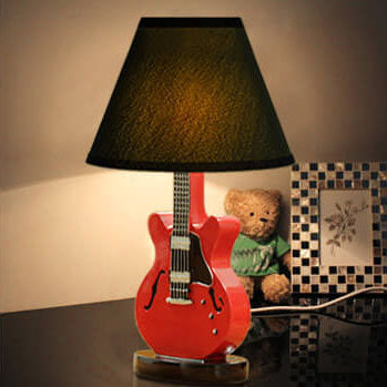 Cartoon Creative Fabric Shade Guitar 1-Light Table Lamp, Unique Children's Bedroom Lighting, Musical Theme Décor, Fun Nursery Lamps, Playful Home Office Lighting, Kid-Friendly Table Lamps, Stylish Modern Lamp for Music Lovers, Vibrant Decorative Lighting