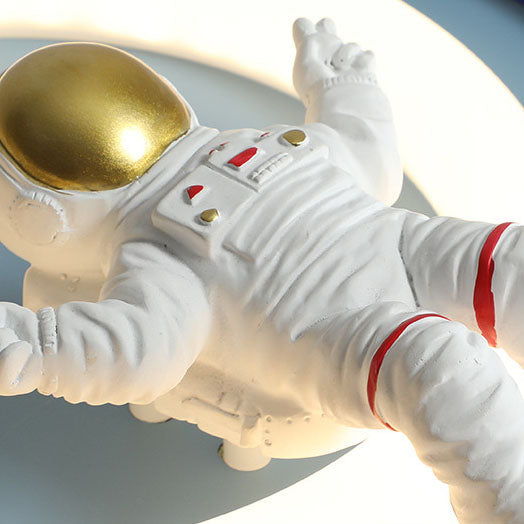 Modern Creative Kids Iron Cartoon Astronaut Rocket LED Flush Mount Ceiling Light, Children's Bedroom Lighting, Space Theme Decor, Playroom Illumination, Fun Astronaut Design, Colorful Nursery Fixture, Eco-Friendly LED Ceiling Lamp, Unique Child Room Acces
