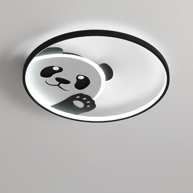 Cute Cartoon Panda Round LED Flush Mount Ceiling Light - Kids Bedroom Lighting, Nursery Decor, Adorable Animal Design, Child-Friendly Illumination, Modern Ceiling Fixture, Playroom Lighting, Eco-Friendly LED Light