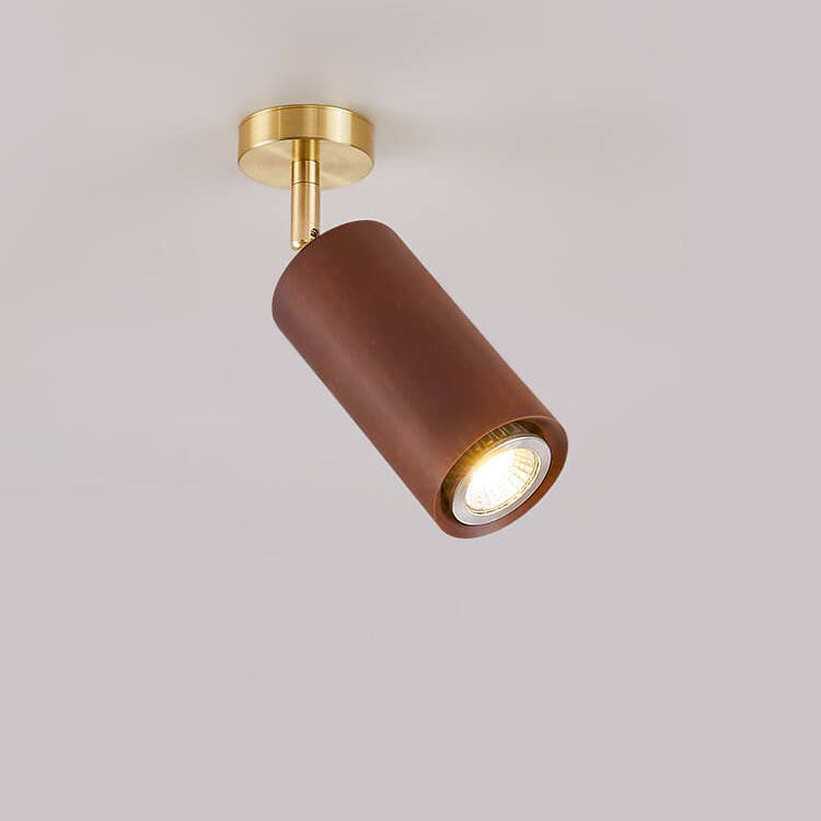 Modern Minimalist Walnut Wood LED Semi-Flush Mount Ceiling Light for Living Room