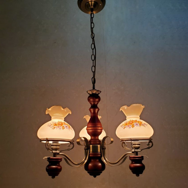 Rustic Iron & Wood 3-Light Candelabra Chandelier for Living Room Decor
