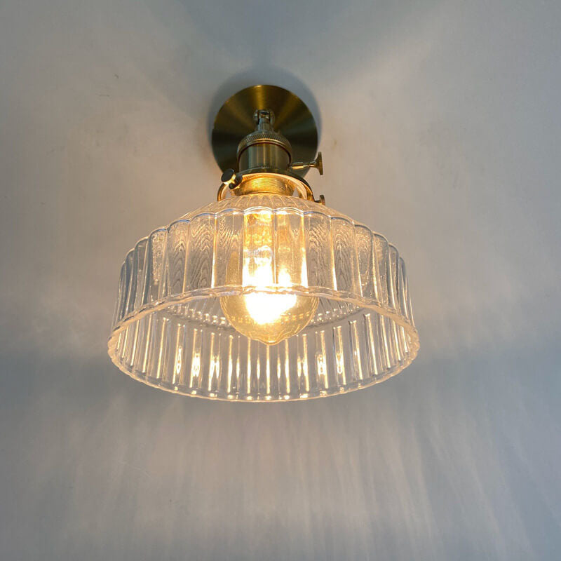 Nordic Dome Glass Shade Brass Wall Sconce 1-Light Lamp