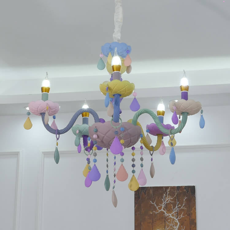Modern Princess Macaroon Crystal Chandelier - 5/6/8/10/12/15 Light Options, Elegant Candelabra Design, Kids Room Decor, Stunning Glass Accents