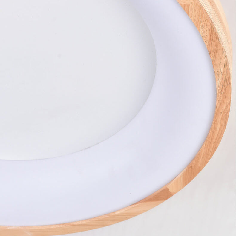 Nordic Minimalist Round LED Flush Mount Ceiling Light - Log Wood Design, Modern Illumination, Natural Aesthetic, Home Lighting Solution