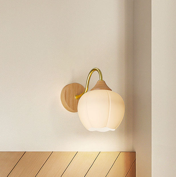 Contemporary Nordic Iron Glass Striped Round Log Wall Sconce - 1-Light Lamp for Living Room & Bedroom