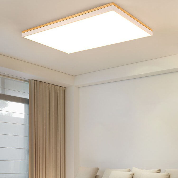 Modern Minimalist Solid Wood LED Flush Mount Light for Living Room