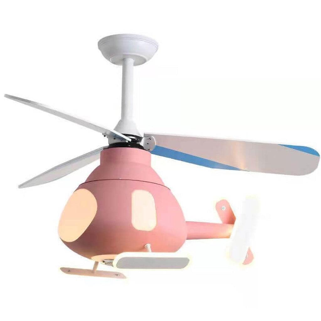 Cartoon Aircraft Ceiling Fan Light with LED Downrods - Unique Home Decor, Kids Room Lighting, Aviation Style Fans, Energy-Efficient Illumination