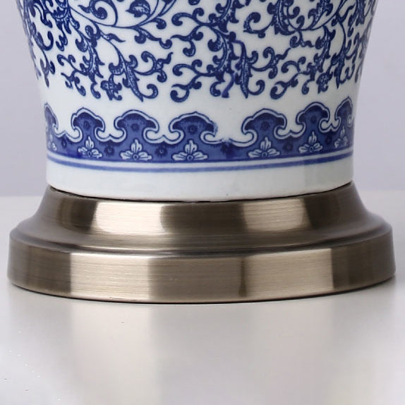Traditional Chinese Ceramic Electroplated Antique Brass Finish Table Lamp - 1-Light Cone Design for Home Office