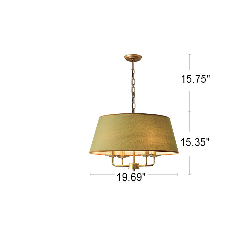European Vintage Classic Iron Cloth 4-Light Pendant Lamp
