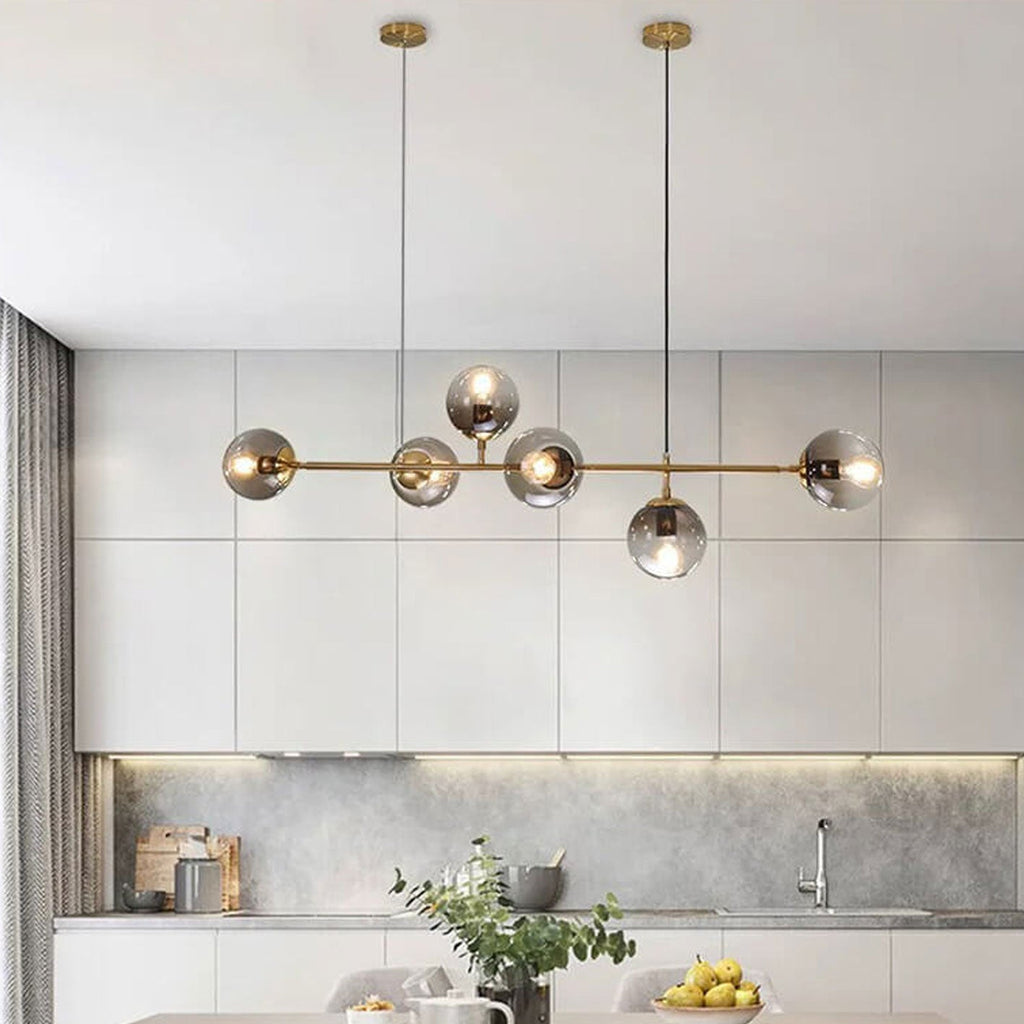 Modern Minimalist Round Globe 6-Light Chandelier - Glass Island Light Fixture