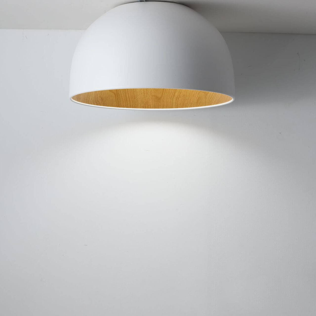 Minimalist Wooden Bowl Iron LED Ceiling Light Fixture