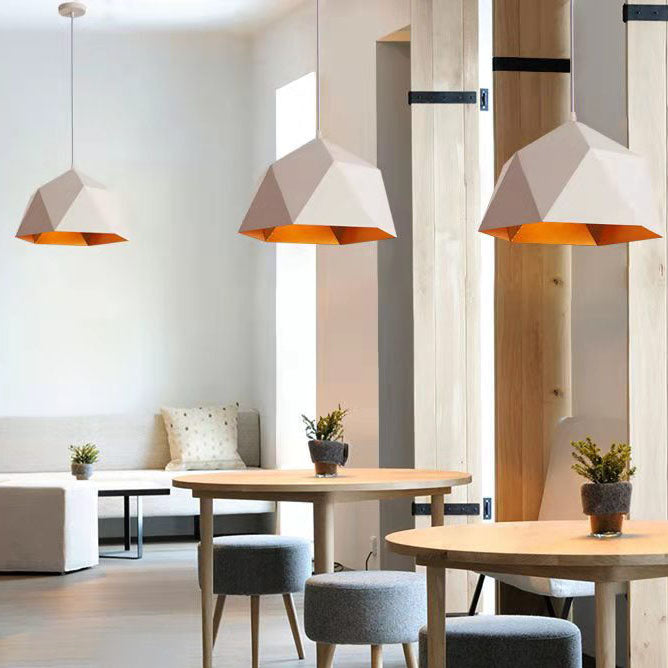 Modern Geometric Macaroon Iron Pendant Light 1-Light Lozenge Design