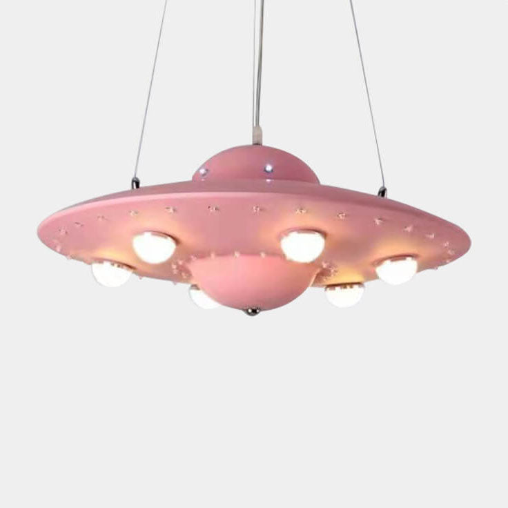 Contemporary Creative Kids Spaceship Iron Glass LED Chandelier for Bedroom Lighting, Unique Space-Themed Decor, Modern Children's Room Illumination, Fantasy LED Pendant Light for Playroom, Stylish Home Decor for Kids, Astronaut and Rocket Design Chandelie