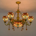 Traditional Tiffany Bead Dome Baroque Chandelier - 8/11 Light Iron and Glass Alloy for Living Room