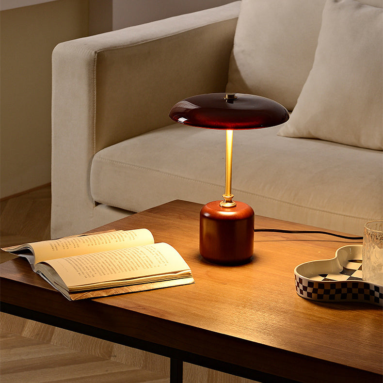 Contemporary Retro Brass Glass LED Round Cylinder Table Lamp for Bedside