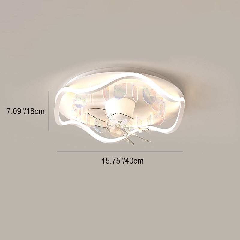 Contemporary Iron Acrylic LED Flush Mount Ceiling Fan Light for Living Room