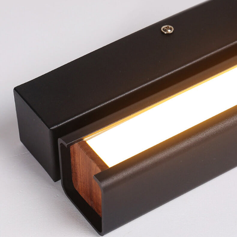 Modern Minimalist LED Wall Sconce - Rectangular Aluminum & Wood Design