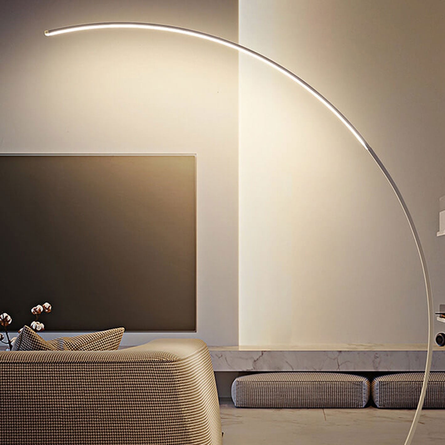 Minimalist Curved Line LED Aluminum Floor Lamp