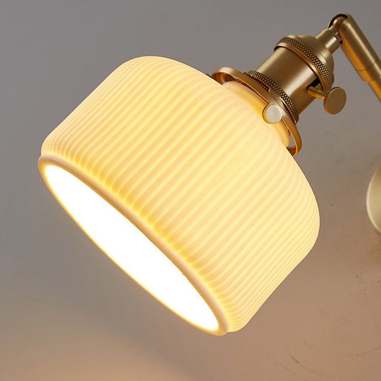 Modern Minimalist Striped Ceramic Wall Sconce Lamp - 1-Light Decorative Fixture