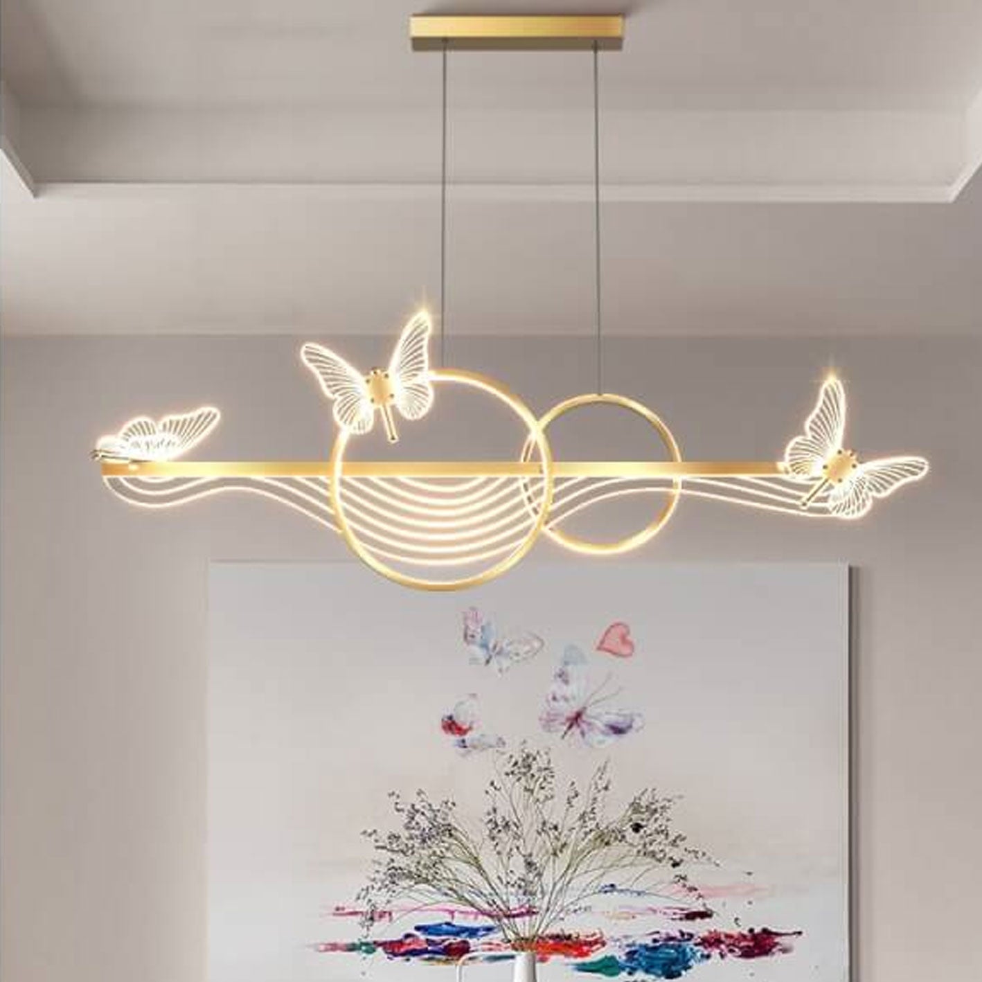 Nordic Luxury Butterfly Round LED Island Chandelier