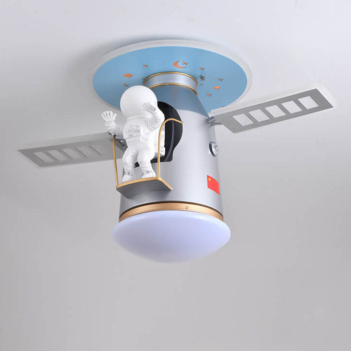 Creative Simplicity Spaceman Astronaut LED Kids Flush Mount Ceiling Light, Children’s Space Theme Lighting, Astronaut Bedroom Light Fixture, Nursery Decor, Kids Room LED Ceiling Lamp, Modern Space Adventure Light, Unique Space Explorer Ceiling Light for K
