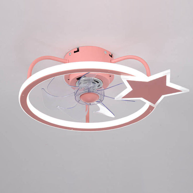 Child-Friendly Star Dolphin LED Ceiling Fan Light - Quiet Flush Mount Design