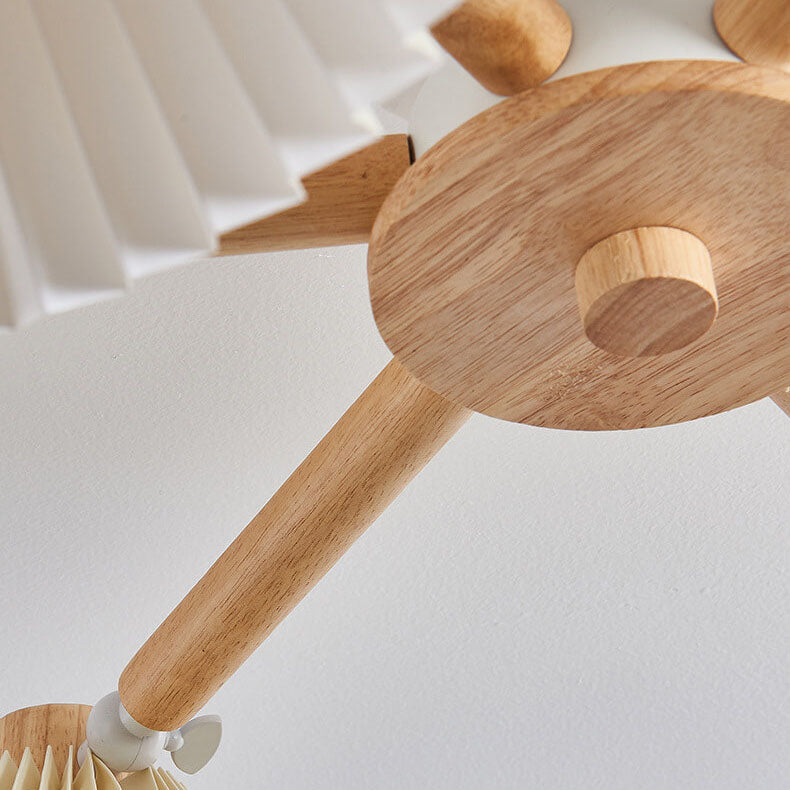 Nordic Wood Pleated Shade Semi-Flush Mount Ceiling Light - 3/6/8 Light Options for Modern Home Decor