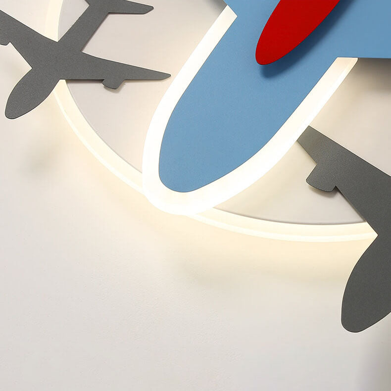 Contemporary Aircraft Shape Flush Mount Ceiling Light for Kids, Creative Iron Acrylic Aluminum LED Cartoon Design, Modern Children's Room Lighting Fixture, Stylish Aviation-Themed Light for Nursery and Playroom, Energy-Efficient Kids Ceiling Lamp, Unique