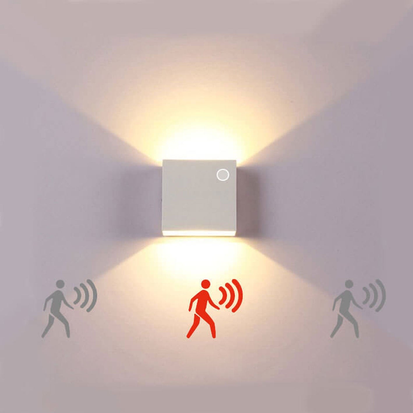 Modern Square LED Body Sensor Wall Sconce Lamp - Energy Efficient Lighting Solution, Motion-Activated, Minimalist Design, Indoor/Outdoor Usability