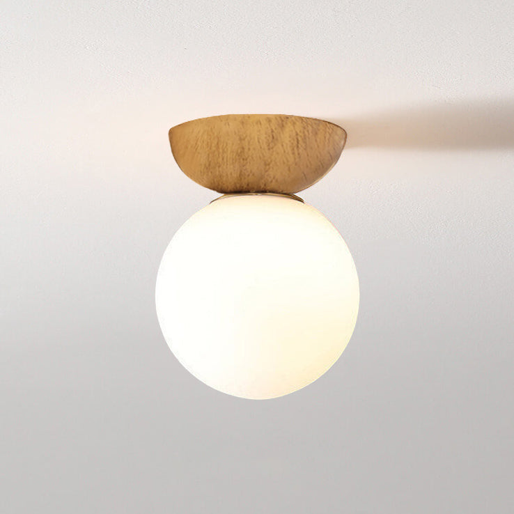 Modern Minimalist Glass Iron Orb Semi-Flush Pendant Light for Living Room