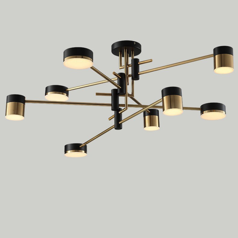 Scandinavian Iron Acrylic Round LED Semi-Flush Mount Ceiling Light for Living Room