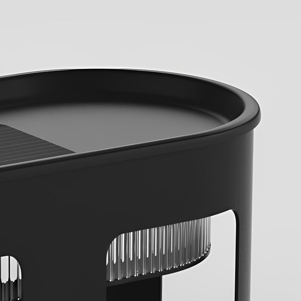 Round Table Lamp with Solar-Powered LED Under-Table Lighting for Outdoor Use