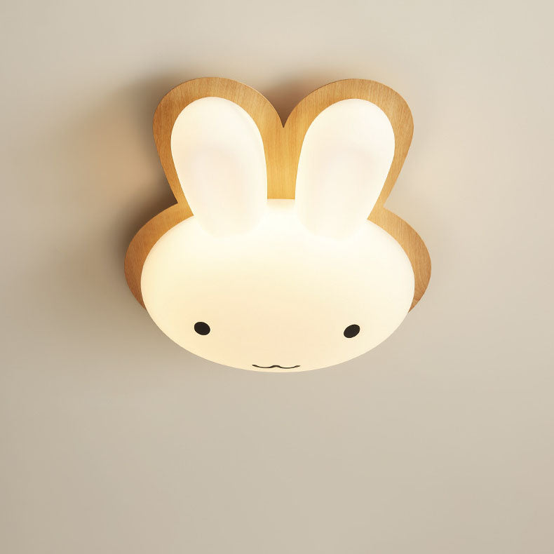 Modern Funny Bunny Kids Iron Acrylic LED Flush Mount Light - Cute Kids Room Lighting, Playful Bunny Design, Energy Efficient Bedroom Fixture, Nursery Ceiling Lamp, Childrens Room Decor, Fun Kids Lighting, Stylish LED Flush Ceiling Light for Toddlers, Uniq