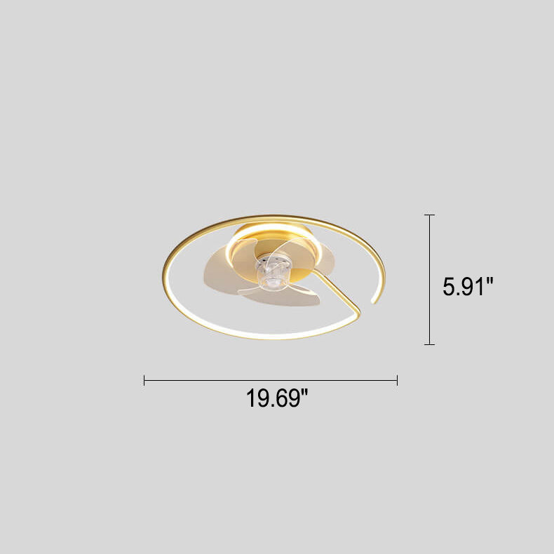 Minimalist Round LED Flush Mount Ceiling Fan Light - Luxury Invisible Design