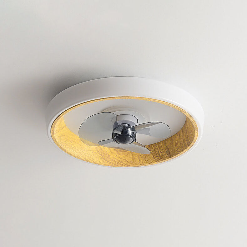 Nordic Minimalist Round Acrylic Wood Grain LED Ceiling Fan Light