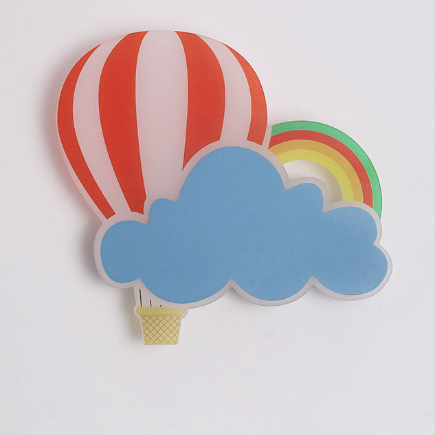 Contemporary Hot Air Balloon Clouds LED Wall Sconce Lamp for Kids Bedroom, Modern Iron Acrylic Wall Light, Cute Nursery Decor, Unique Children's Room Lighting, Cloud and Balloon Design Wall Lamp, Decorative Kids Room Lighting Fixture, Playful Bedroom Wall