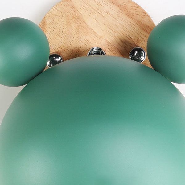 Nordic Cartoon Bear Dome 1-Light Kids Wall Sconce Lamp for Nursery, Children's Room Lighting, Playroom Decor, Cute Animal Wall Light, Adjustable LED, Ceiling Mount, Soft Nightlight, Baby Room Wall Fixture, Unique Kids' Bedroom Decor, Eco-Friendly Design