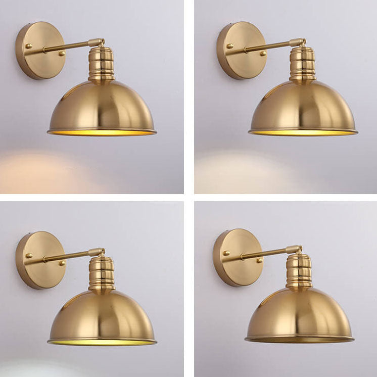 Industrial Iron Brass Cone Wall Sconce Lamp - 1-Light Contemporary Design for Living Room
