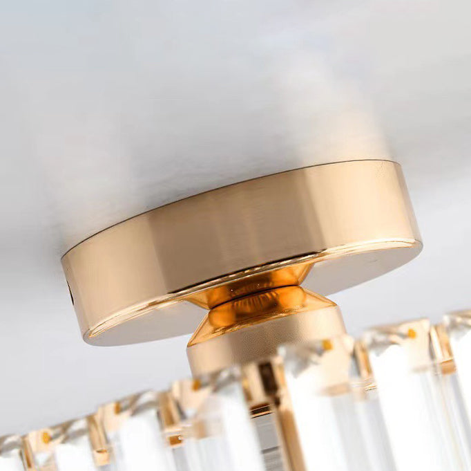 Modern Luxury Crystal Round Square 1-Light Semi-Flush Mount Ceiling Light for Living Room