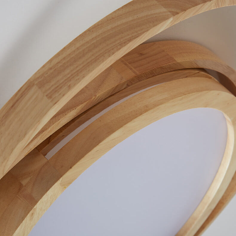 Minimalist Wood Circle LED Flush Mount Ceiling Light
