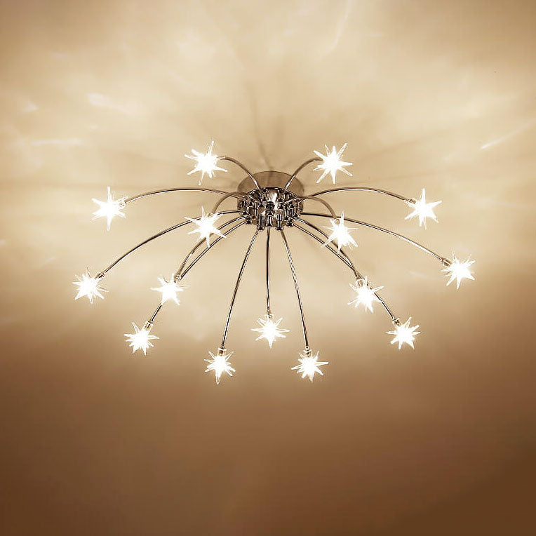 Contemporary Iron Flush Mount Ceiling Light - Star Design 12/21/28 Inches for Living Room